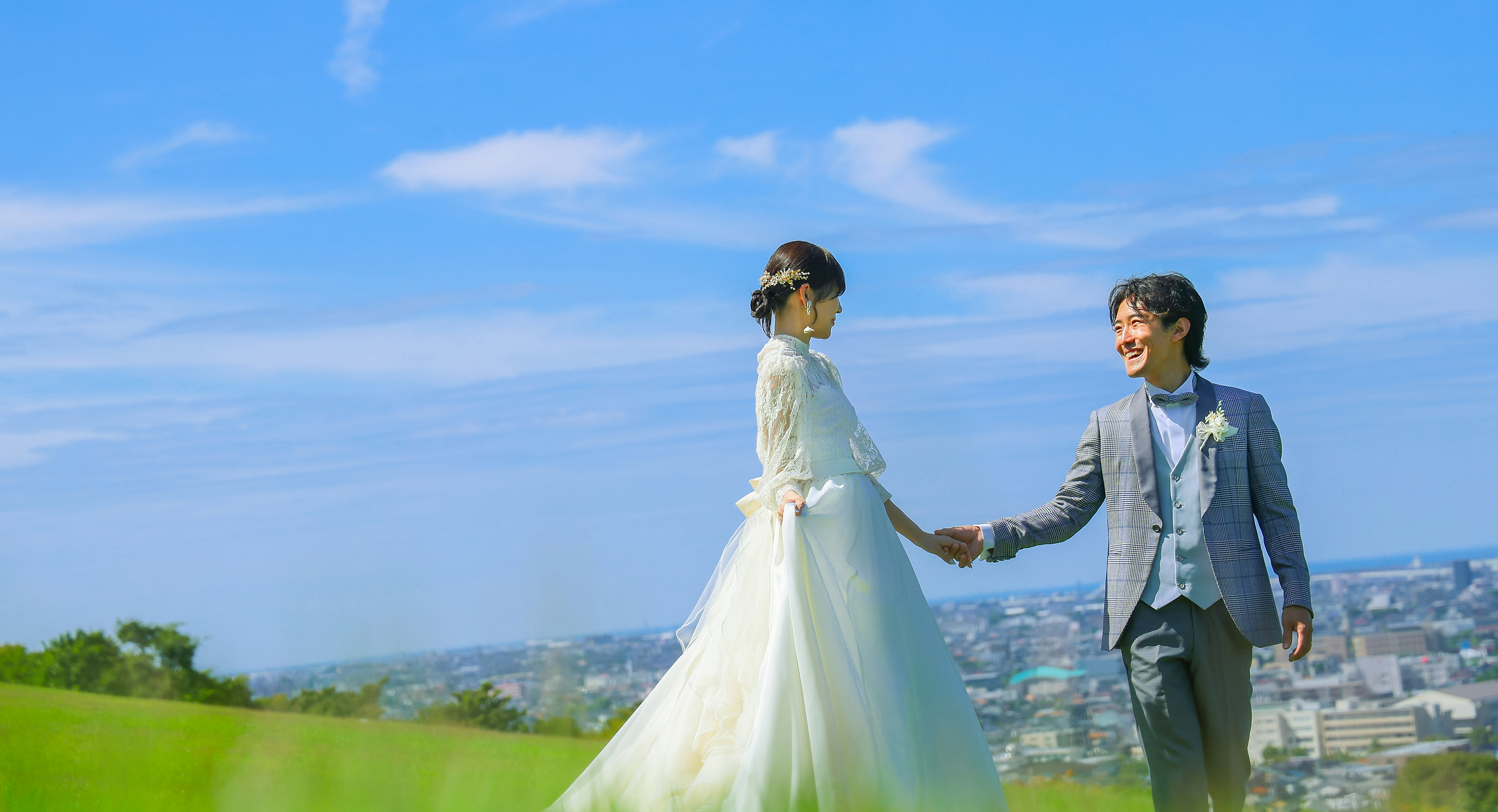 洋装ロケーションでのフォトウェディング│石川県金沢市のフォトウェディングならアフロディーテ金沢店